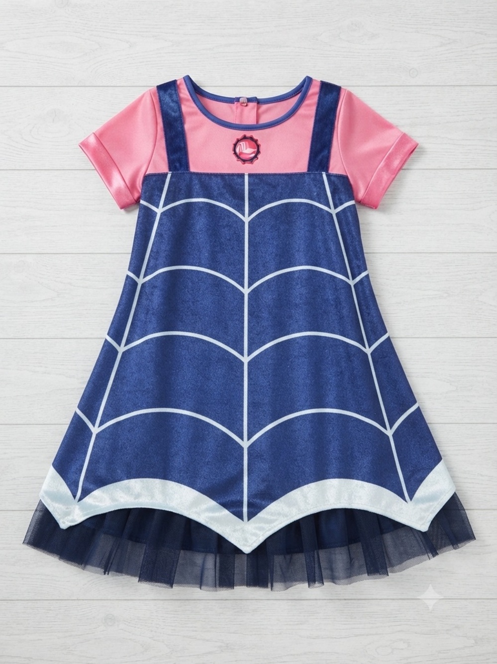Vampirina Pink and Navy Spider Web Dress Costume. Missing the wings.